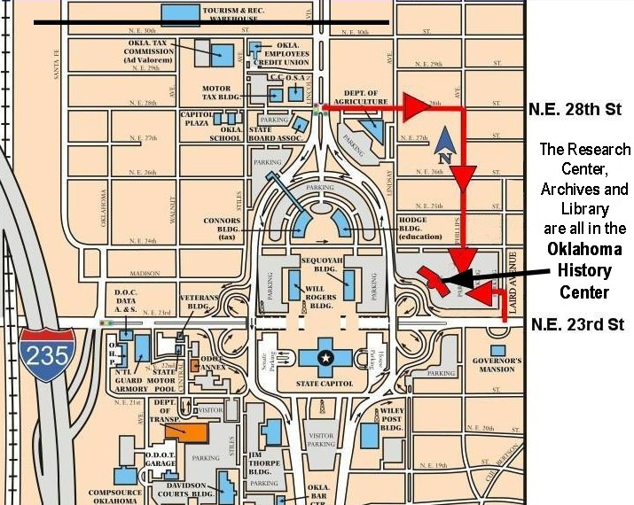 Map to Oklahoma History Center